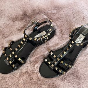 Valentino Rockstud Flat Rubber Sandal